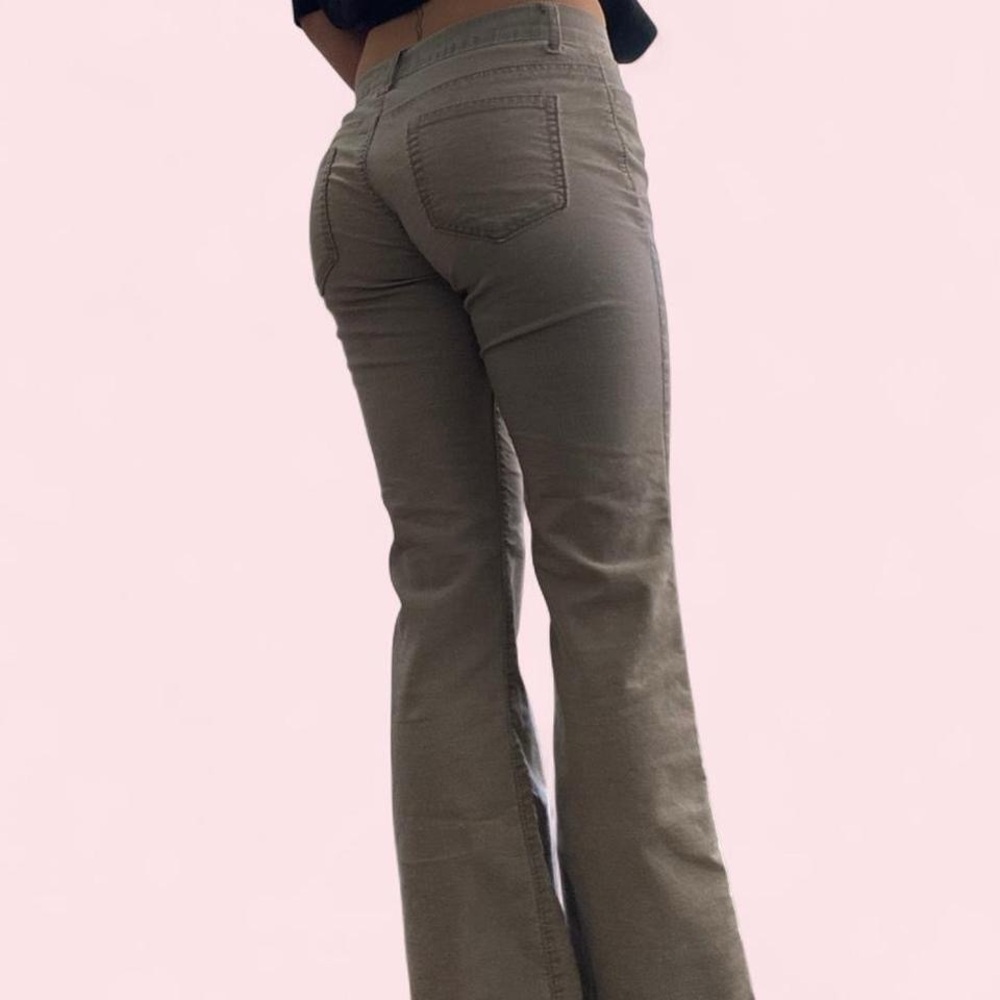 adidas Olive Green Flare Jeans - High Rise